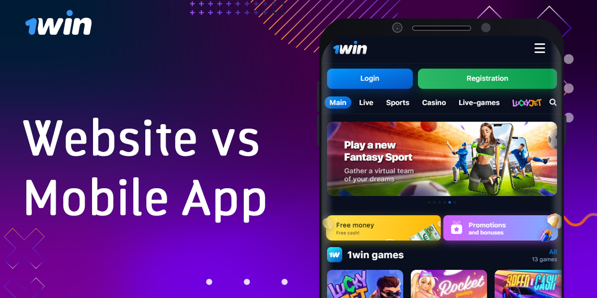 Comparison of 1Win mobile site and app